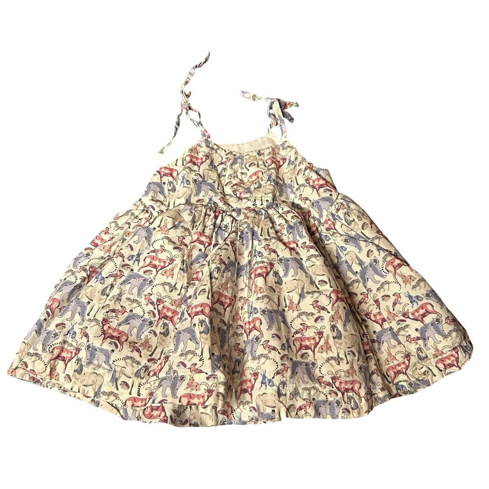 Tea Collection Tie Shoulder Dress 9-12 Months Multicolored Woodland Animals